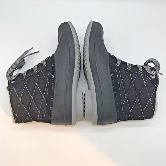 Khombu Rain Boots Women’s 8 Black & Gray Waterproof Faux Fur Lined Winter Shoes - Picture 7 of 11